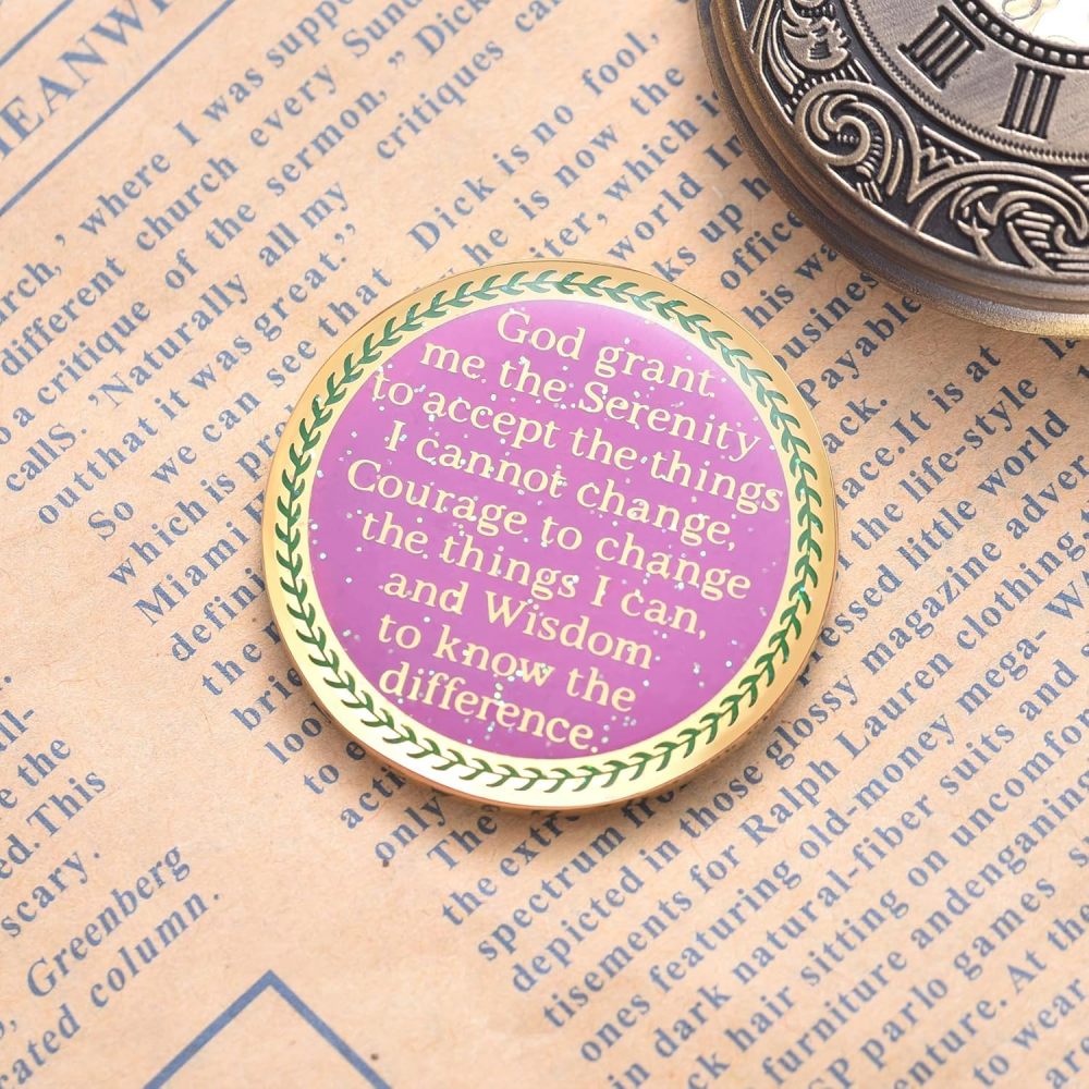 LParkin 1 Month Sobriety Coin, Tree of Life Sobriety Coin, Sobriety Gifts for Women, 30 Day Sobriety Chip, Alcoholics Anonymous Medallion
