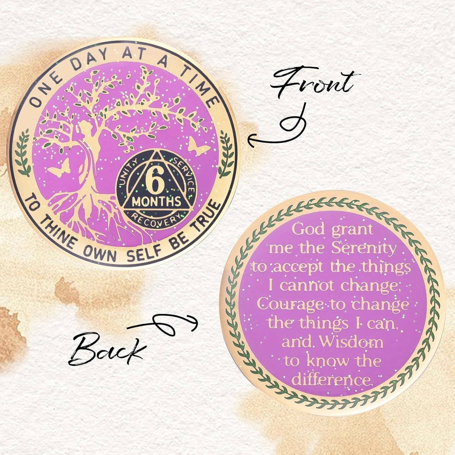 LParkin 6 Month Sobriety Coin, Tree of Life Sobriety Coin, AA Chips and Medallions, Sobriety Gifts for Women, Alcoholics Anonymous Medallion