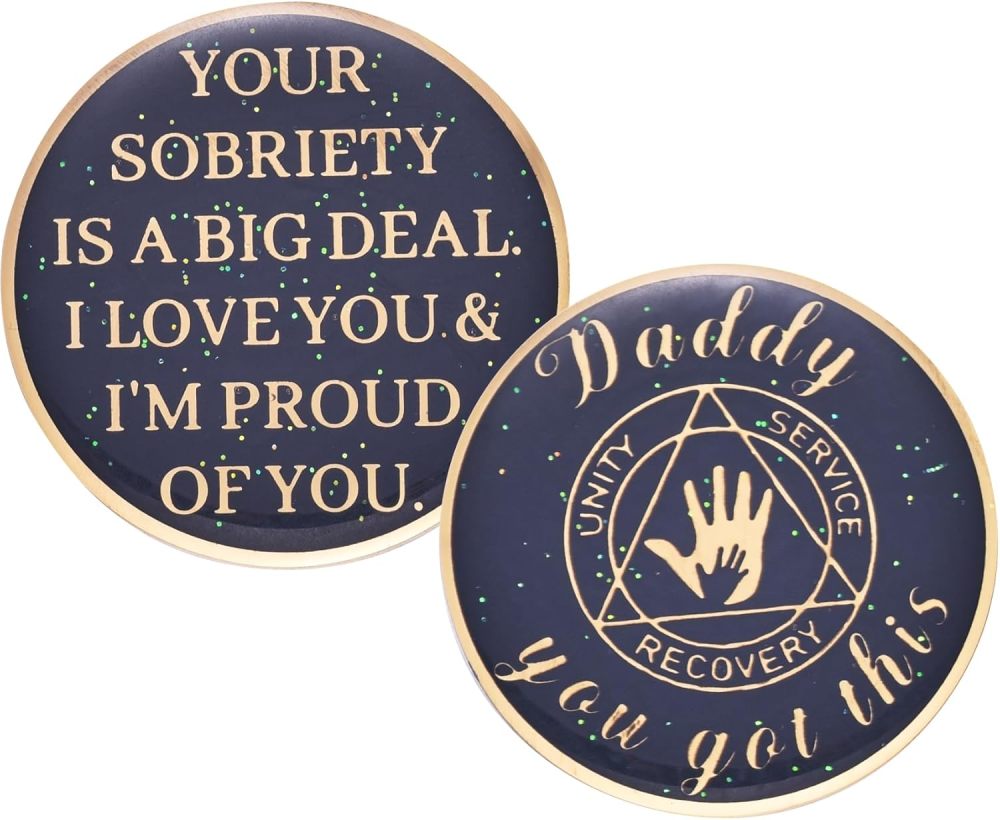 Recovery Coin AA Chips and medallions Sobriety Coin Alcoholics Anonymous Token Sober Coin for Men Birthday Gifts for Dad from Son Daughter - Daddy You Got This