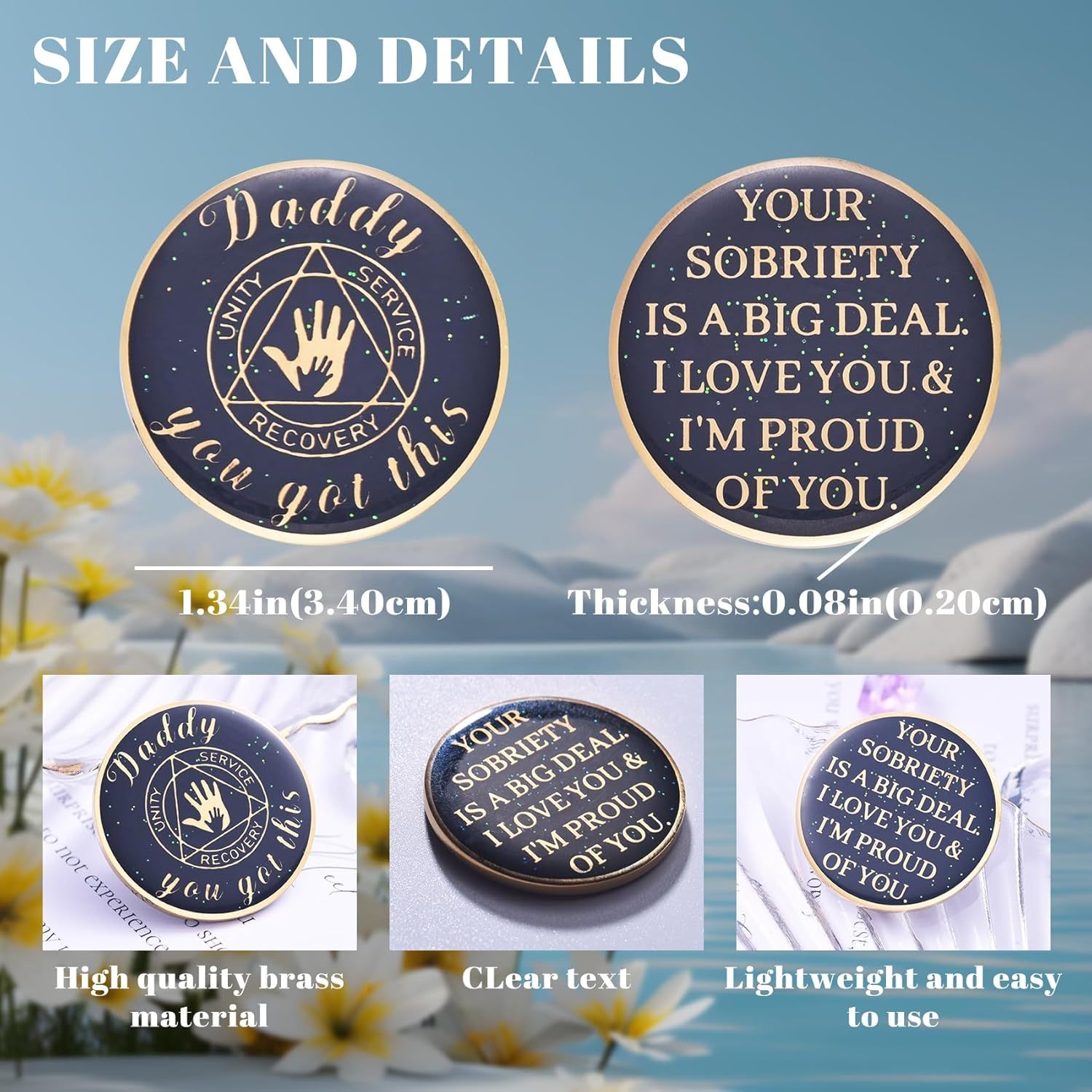 Recovery Coin AA Chips and medallions Sobriety Coin Alcoholics Anonymous Token Sober Coin for Men Birthday Gifts for Dad from Son Daughter - Daddy You Got This
