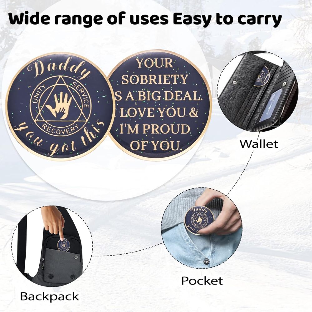 Recovery Coin AA Chips and medallions Sobriety Coin Alcoholics Anonymous Token Sober Coin for Men Birthday Gifts for Dad from Son Daughter - Daddy You Got This