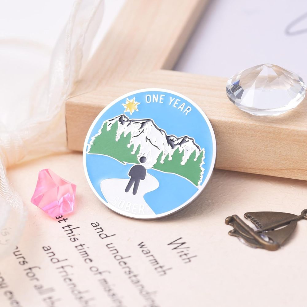 LParkin 1 Year Sobriety Coin, Sober Chip, Recovery AA Chips and Medallions, Alcoholics Anonymous Medallion, Anniversary Token Sober Gifts for Men Women