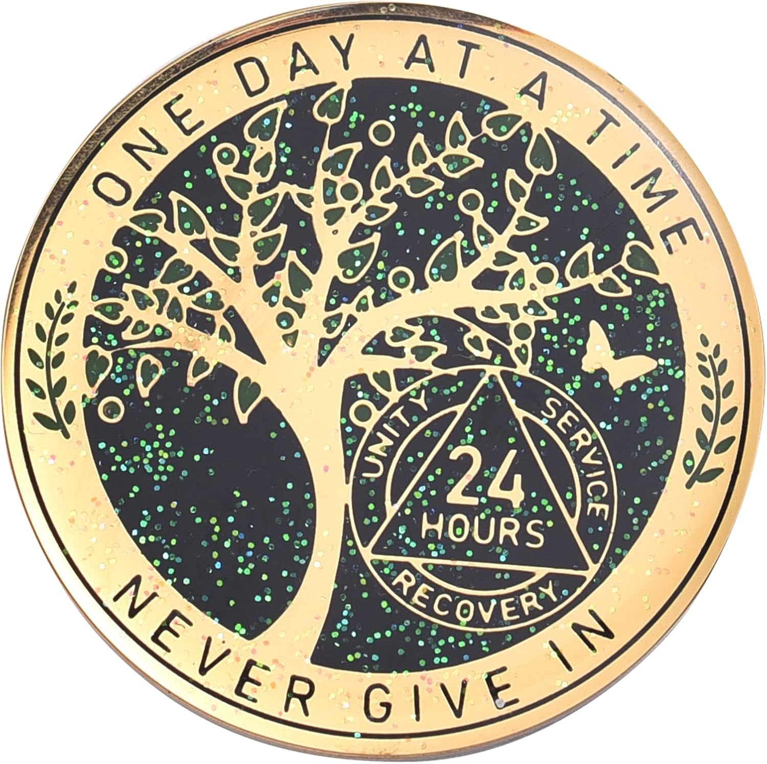 LParkin 24 Hours Sobriety Chip, Tree of Life Recovery Coin, AA Recovery Medallion, Anniversary Token Sobriety Gifts, Alcoholics Anonymous Medallion