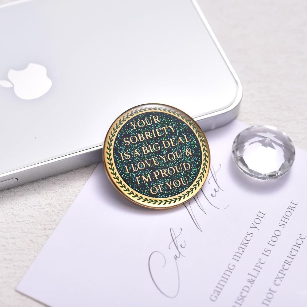 LParkin 24 Hours Sobriety Chip, Tree of Life Recovery Coin, AA Recovery Medallion, Anniversary Token Sobriety Gifts, Alcoholics Anonymous Medallion