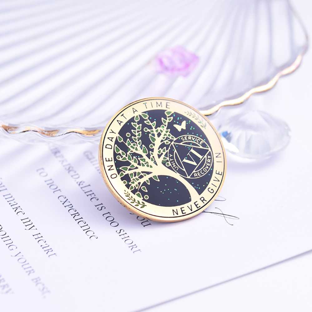 LParkin 6 Year Sobriety Coin, Tree of Life Sobriety Coin, 6 Year AA Coin, Sobriety Gifts for Men and Women, Sober Anniversary Token, Alcoholics Anonymous Medallion