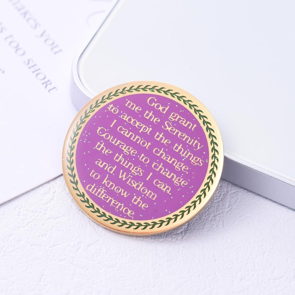 LParkin One Year Sobriety Coin AA Chips and Medallions Sobriety Coin for Women Tree of Life Recovery Coins Anniversary Token Sobriety Gifts Alcoholics Anonymous Gift - to Thine Own Self Be True