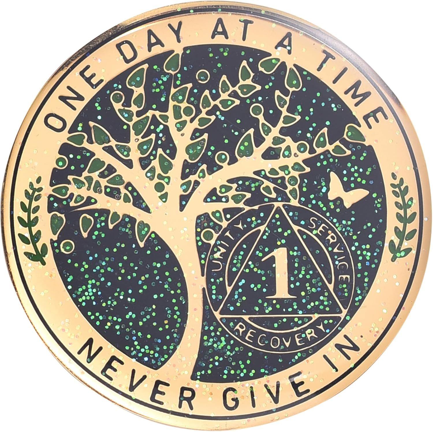 LParkin 1 Year Sobriety Coin, Tree of Life Recovery Coin, AA Recovery Medallion, Anniversary Token Sobriety Gifts, Alcoholics Anonymous Medallion