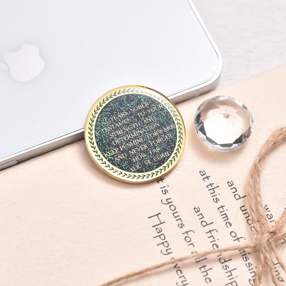 LParkin 2 Year Sobriety Coin, Tree of Life Recovery Coin, AA Recovery Medallion, Anniversary Token Sobriety Gifts, Alcoholics Anonymous Medallion