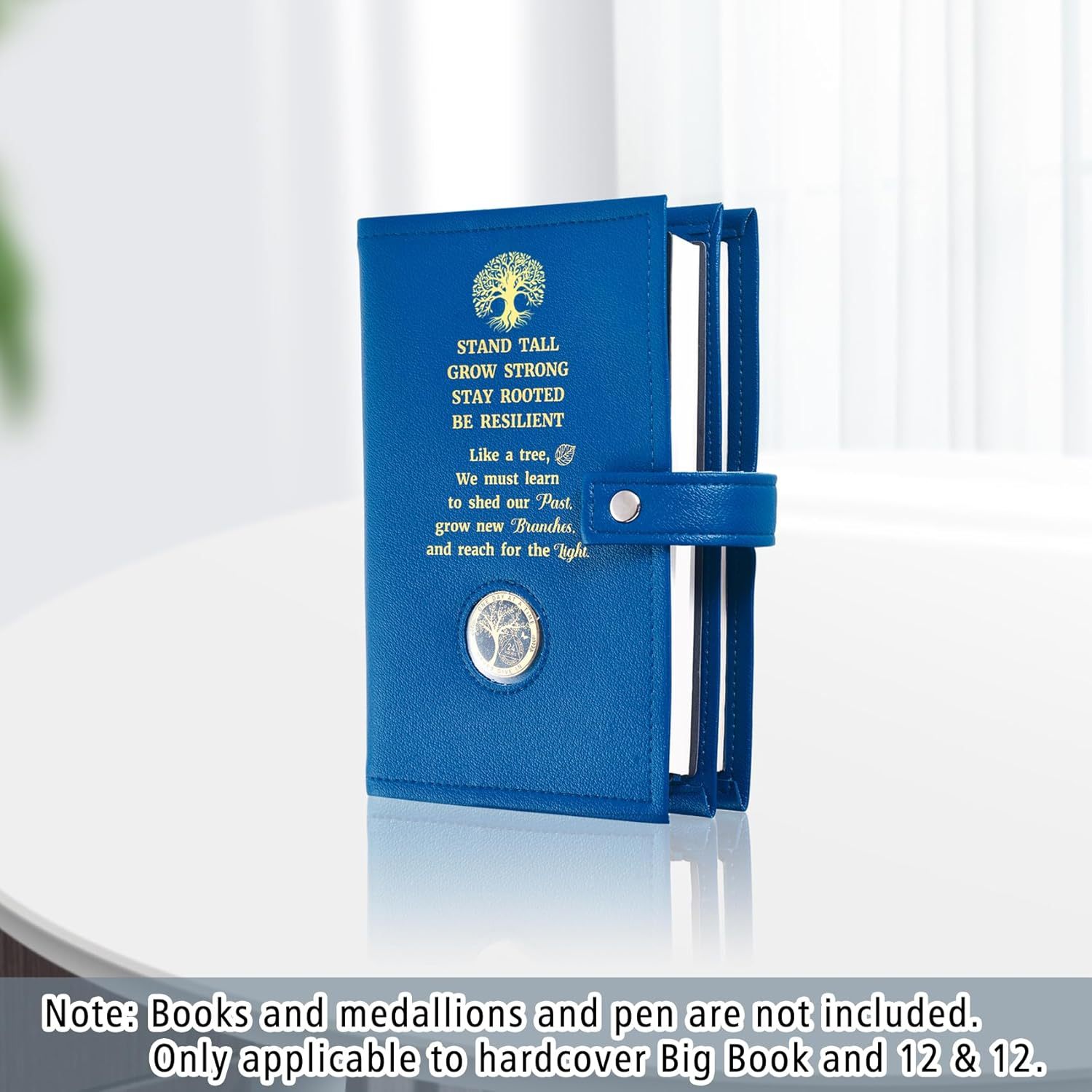 LParkin Double AA Big Book Cover with Coin Holder, PU Leather AA Book Covers for Hardcover, Fits AA Big Book and 12 Steps & 12 Traditions, Premium Design Like a Tree Cover
