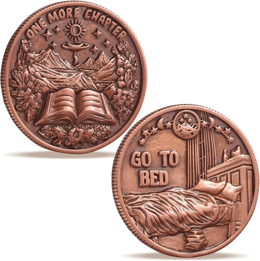 LParkin Just One More Chapter Coin Gamer Bookish Gifts For Book Lovers - Unique Book Coin Flip Book Merch & Bookish Coins Presents For Reader Women, Decision Maker Idea (one more chapter - Moon Stars)