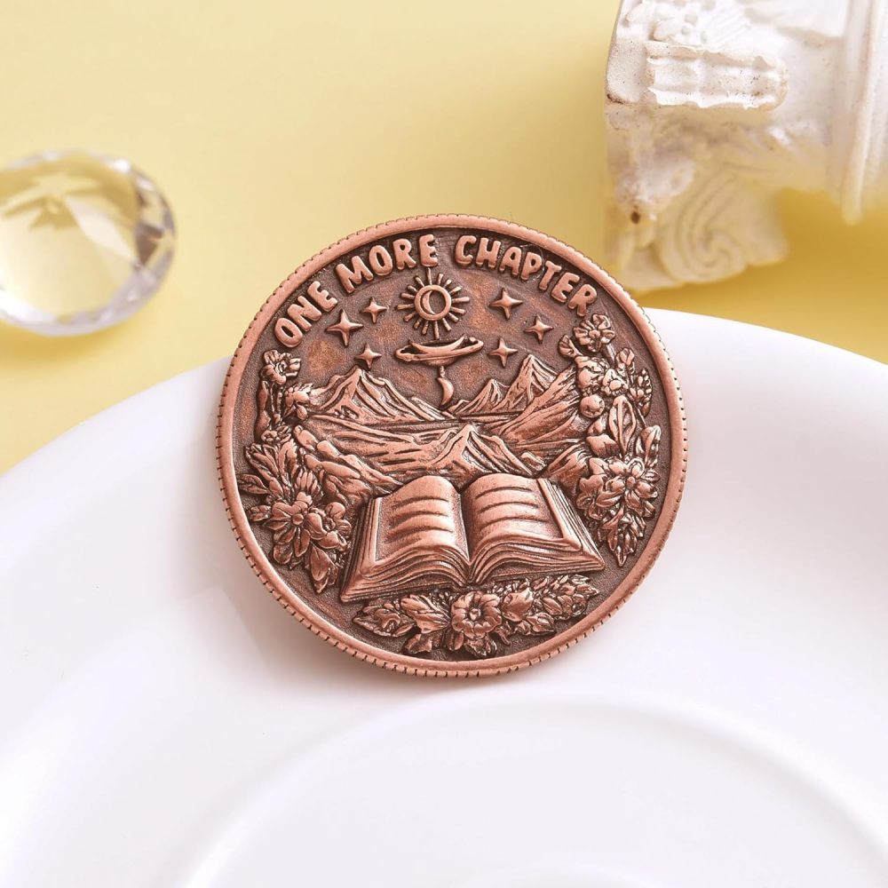 LParkin Just One More Chapter Coin Gamer Bookish Gifts For Book Lovers - Unique Book Coin Flip Book Merch & Bookish Coins Presents For Reader Women, Decision Maker Idea (one more chapter - Moon Stars)