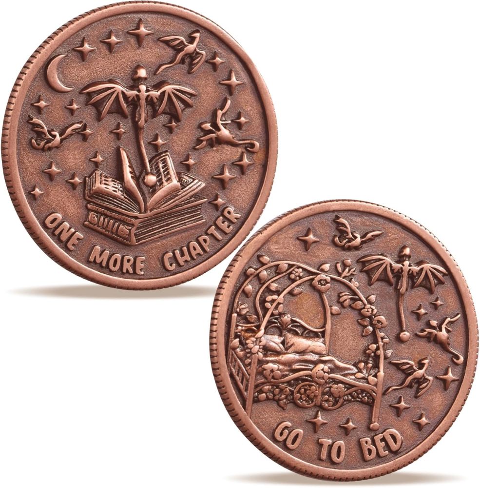 LParkin Just One More Chapter Coin Gamer Bookish Gifts for Book Lovers - Unique Book Coin Flip Book Merch & Bookish Coins Presents for Reader Women, Decision Maker Idea (one More Chapter - Dragons)