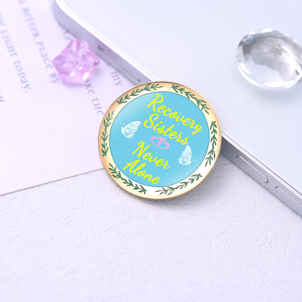 LParkin Recovery Sisters Coin, 2 Year Sobriety Coin, Sobriety Gifts for Women, Tree of Life 2 Year AA Coin, 2 Year Alcoholics Anonymous Medallion