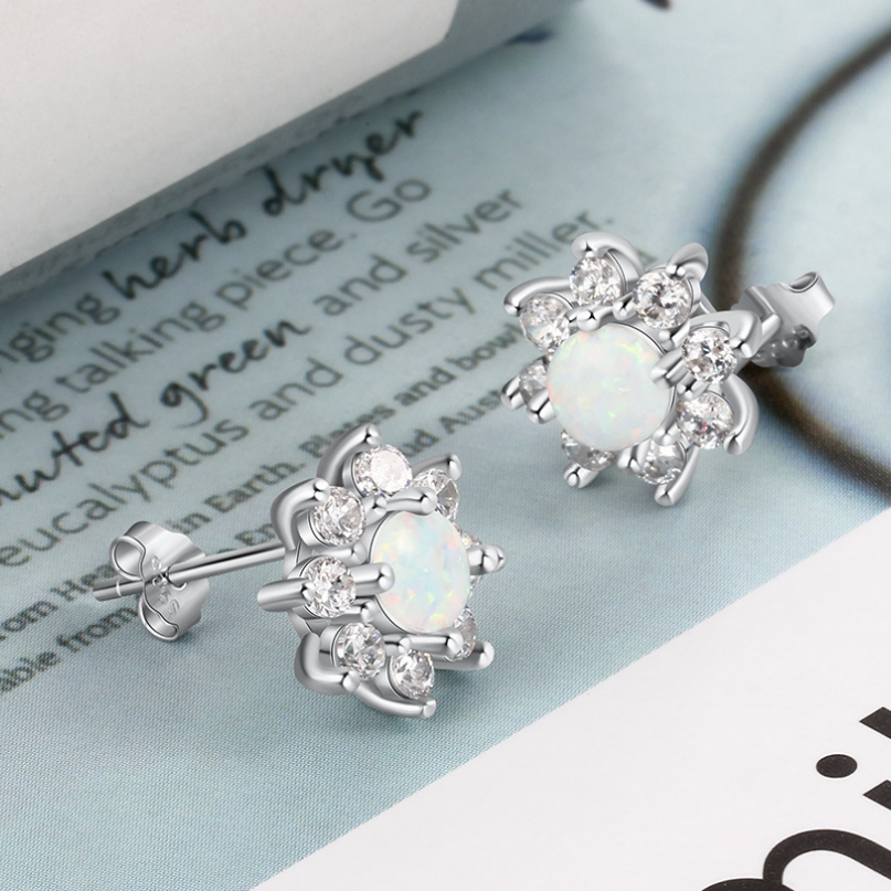 s925 silver white opal earring (No.22OPE0114,  2.0g)