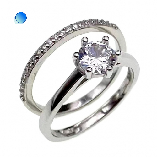 Solitaire Ring,double ring              ( No. XR0060-R12,  3.9G)