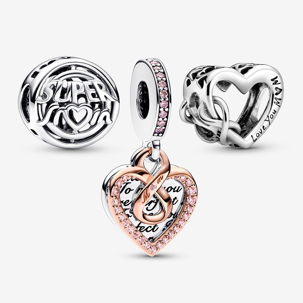 heart shape charms, charms for mother's Day, infinity charm