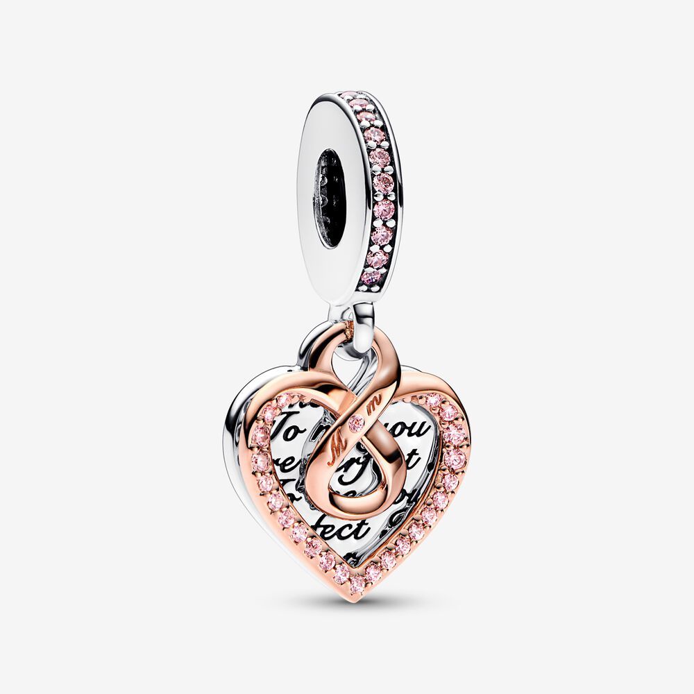 heart shape charms, charms for mother's Day, infinity charm
