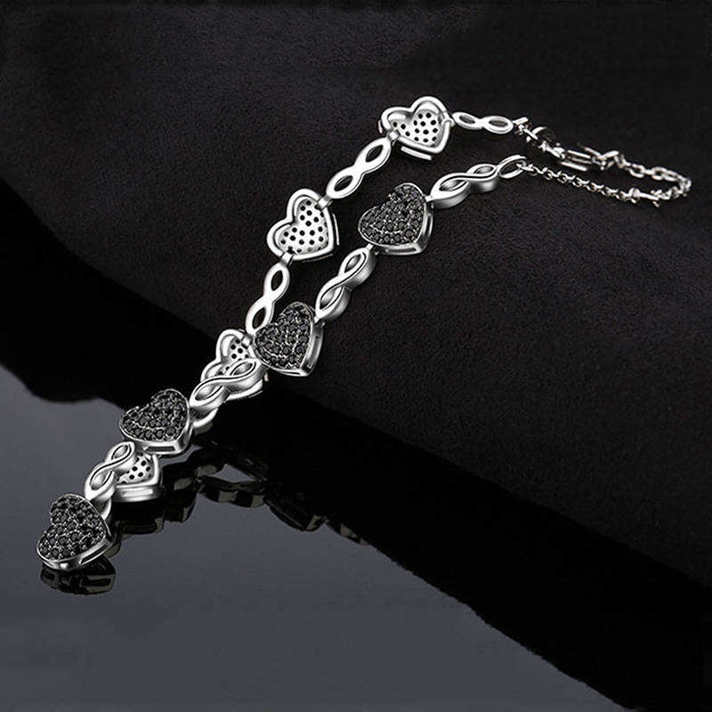Heart and infinity bracelet made with black CZ