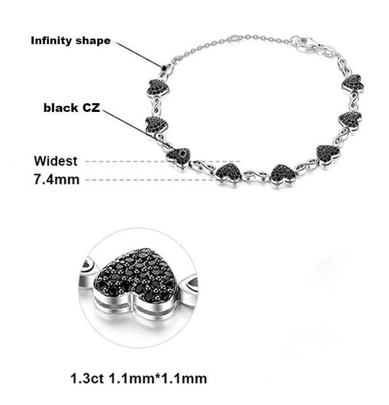 Heart and infinity bracelet made with black CZ
