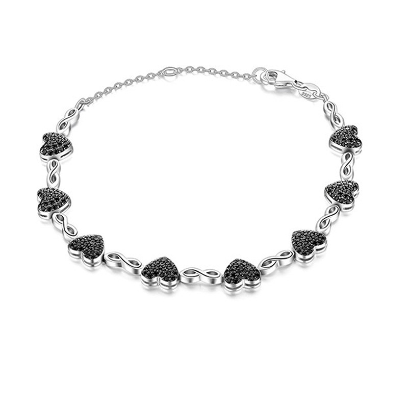 Heart and infinity bracelet made with black CZ