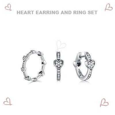 heart design earring and ring sets