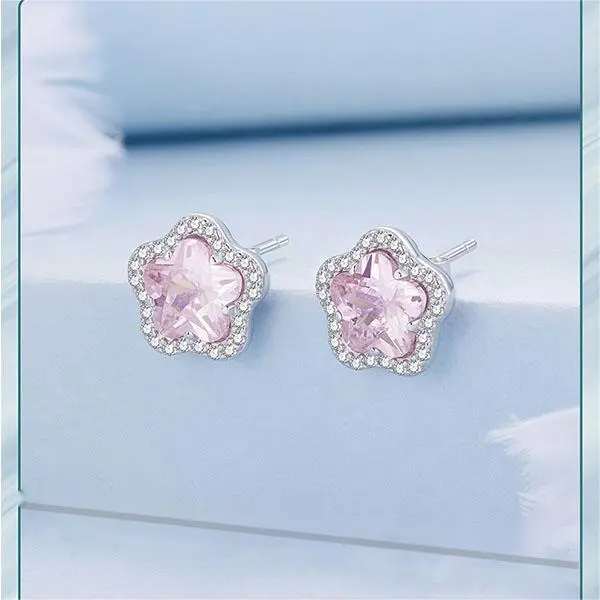 small flower necklace, flower earring and ring set
