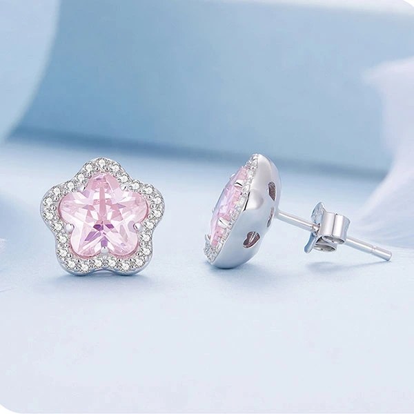 small flower necklace, flower earring and ring set