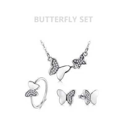 Butterfly ring earring and necklace set