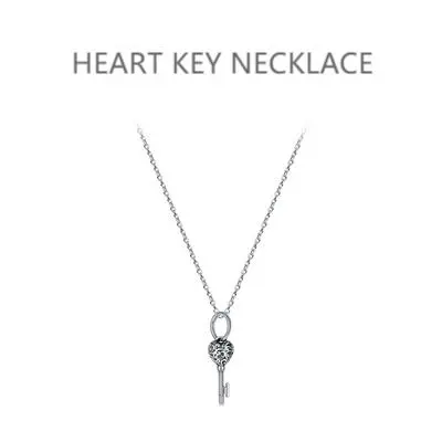 classic heart design earring/ring and necklace set, key pendant with heart shape