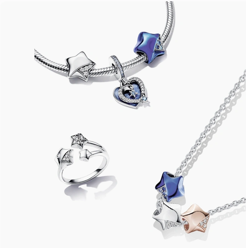 Sparkling little star ring&necklace sets, Blue Little Star Charms