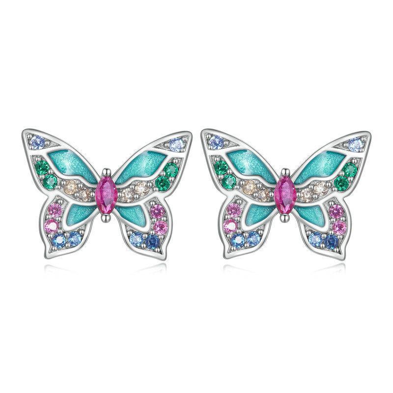 Butterfly stud Earrings and necklace set