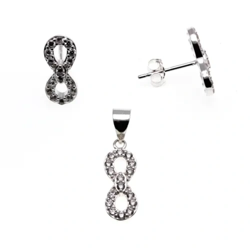 Infinity stud earring and pendent necklace sets ( L52 )