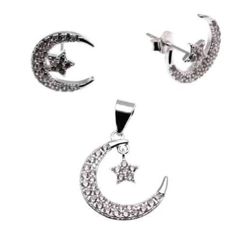 moon&star stud earring and pendent necklace sets ( L52 )