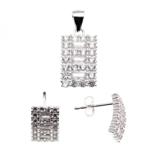 white cz earring and pendent necklace sets ( L42 )
