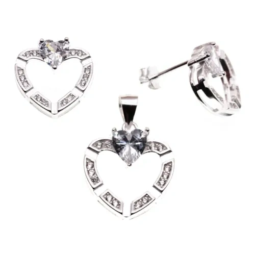 Double Heart design earring and pendent necklace sets( L37 )