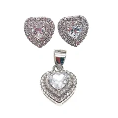 Heart shape earring and pendent necklace sets with dark blue stone( L42 )
