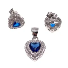 Heart shape earring and pendent necklace sets with dark blue stone( L42 )