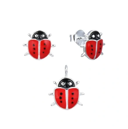 Enamel Red Ladybird earring and pendent necklace sets( L37 )