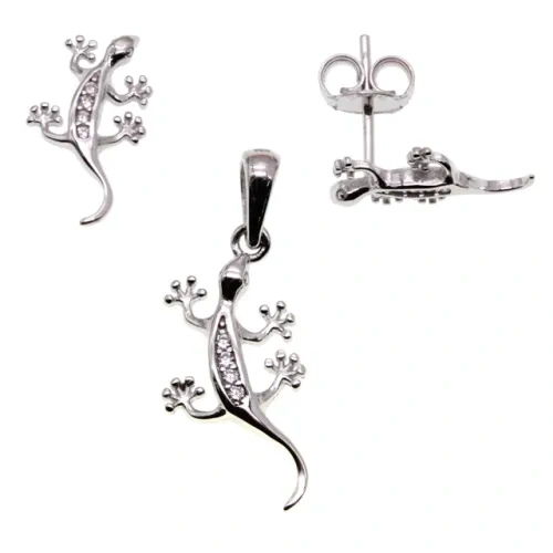 White CZ Lizard earring and pendent necklace sets( L37 )