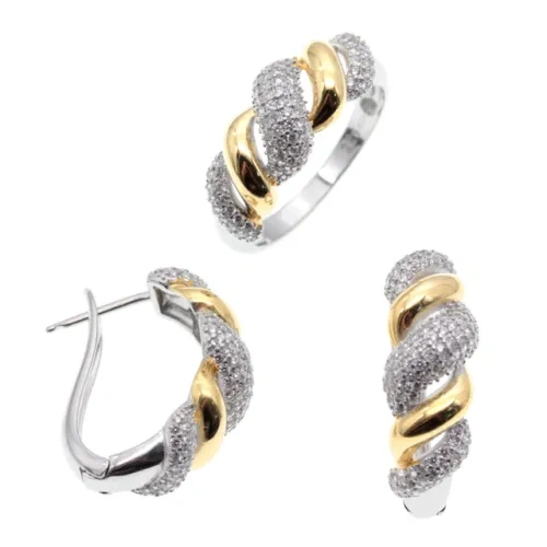 white cz earring and pendent necklace sets ( L42 )