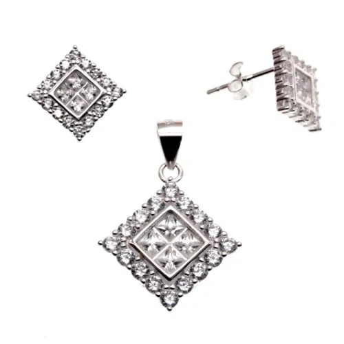 white cz earring and pendent necklace sets ( L42 )