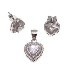 Heart shape earring and pendent necklace sets with dark blue stone( L42 )