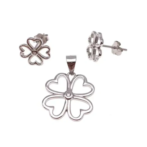 Four leaf heart shape earring and pendent necklace sets( L42 )