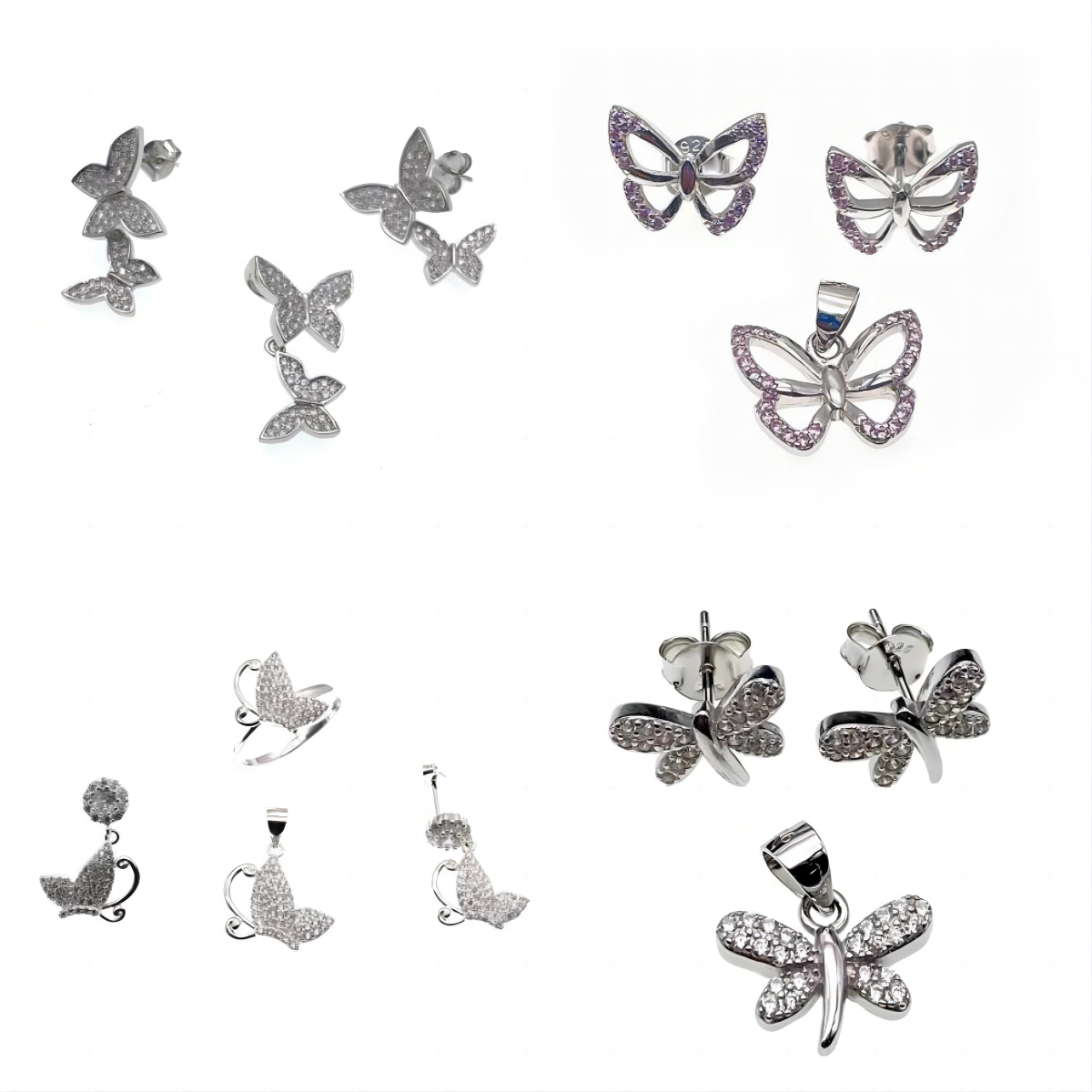 butterfly earring and pendent necklace sets ( L42 ), butterfly rings