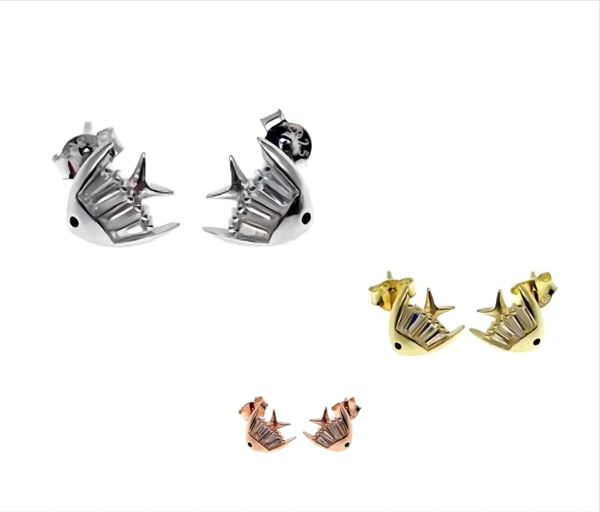 Stud Fish Earrings ( L47 )