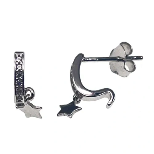 White CZ Hoop Earrings ( L47 )