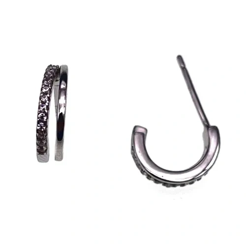 White CZ Hoop Earrings ( L47 )