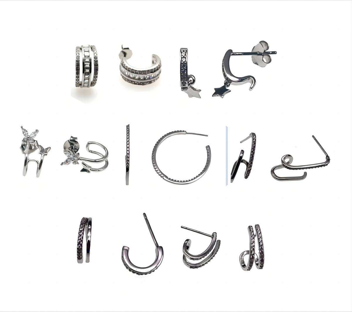 White CZ Hoop Earrings ( L47 )