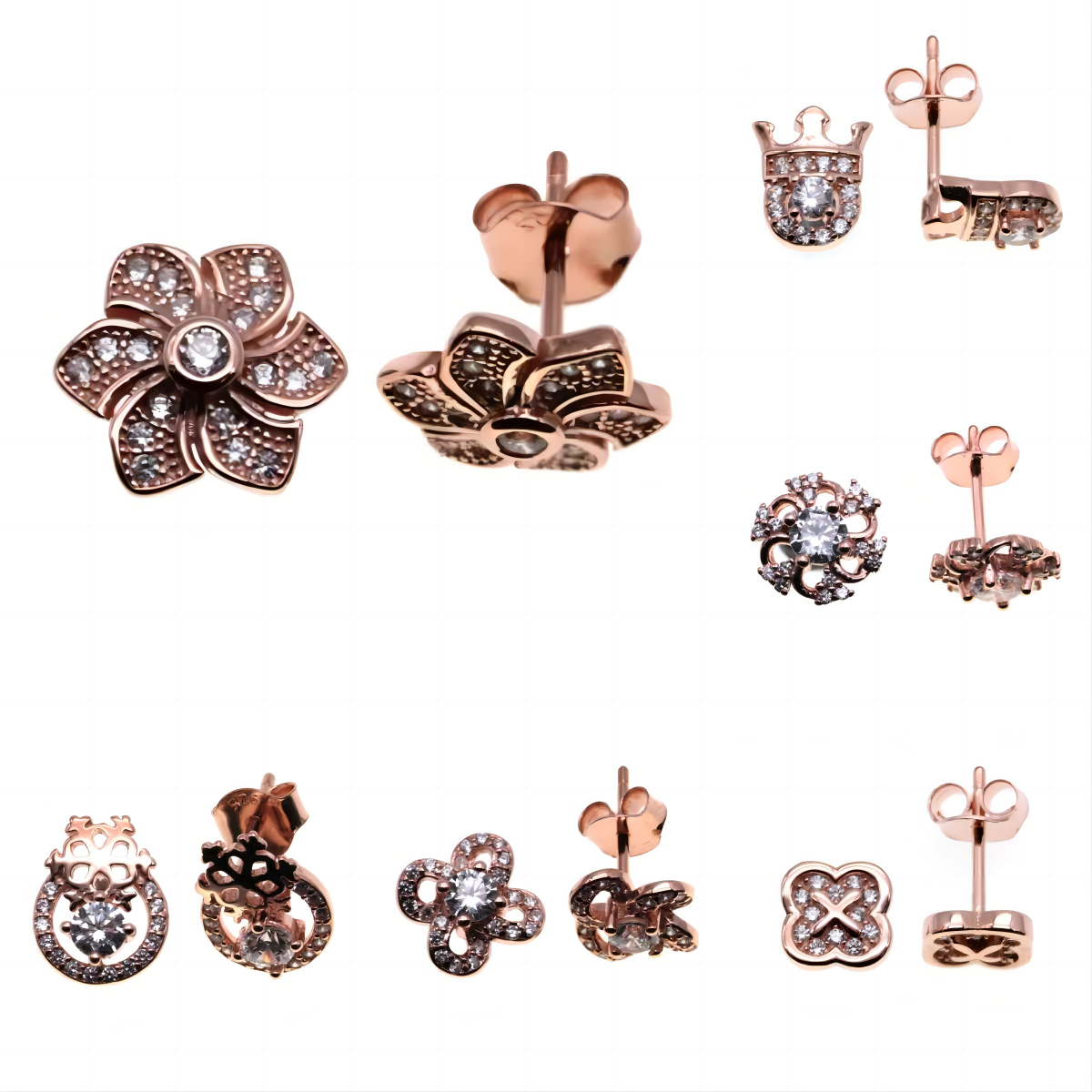 Stud Earrings with rose gold plated  ( L42 ),crown earring