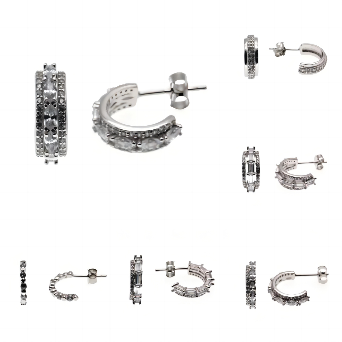 White CZ Hoop Earrings ( L42 )